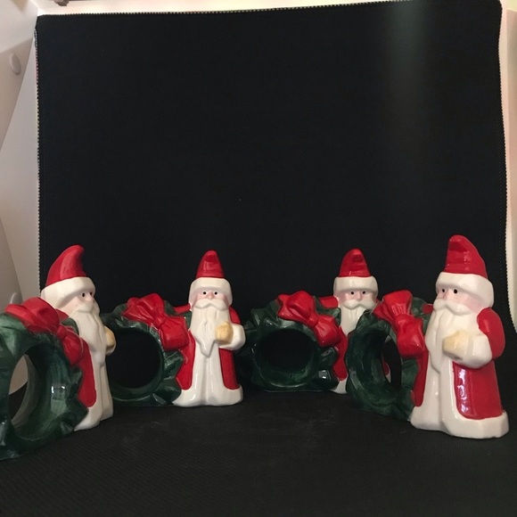Yule Tide set of 4 Vintage Santa Napkin Holder rings - Picture 3 of 12